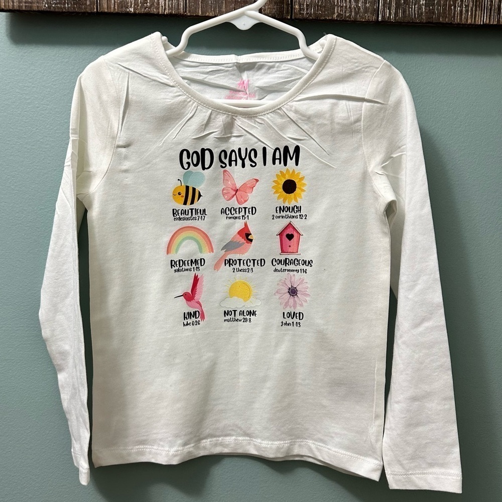 God Says I am Shirt, Toddler Religious Tee age 5-6 H&M brand shirt